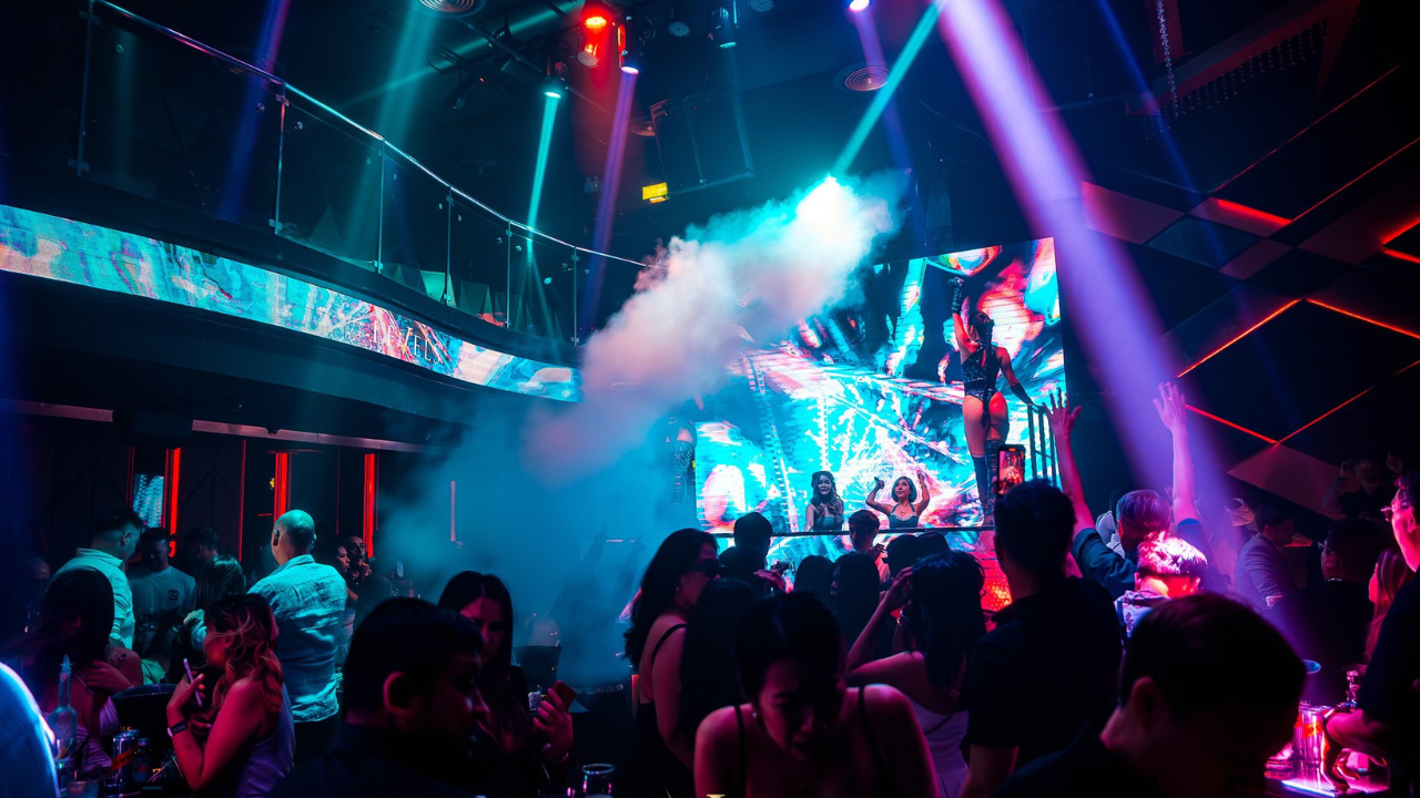 Energetic Bangkok Nightlife Energetic nightlife scene during Bangkok pub crawl event